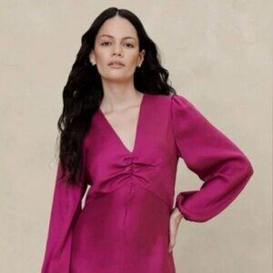 BANANA REPUBLIC | NWT Silky Column Midi Dress Elegant Berry | Size 16